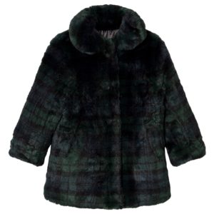 Check Faux Fur Coat Green size 6-12
