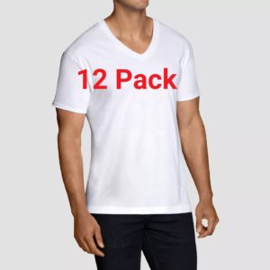 Men's 12pk V-Neck Short Sleeve White Undershirts