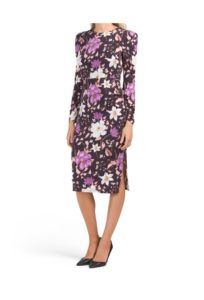 Long Sleeve Printed Floral Midi Dress