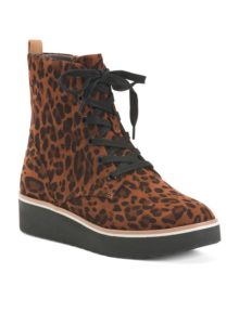 Leopard Print Lace Up Comfort Boots