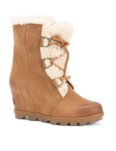 Waterproof Full Grain Leather Wedge Boots