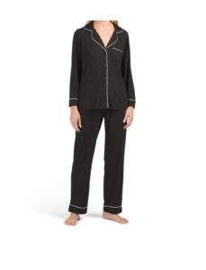 Long Sleeve Notch Collar Pj Set