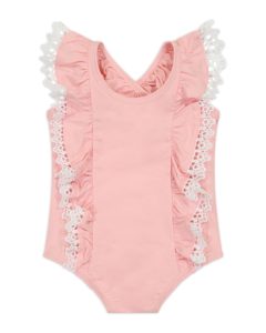 Girl's Ruffle Lace One-Piece Swimsuit,(3-24m)
