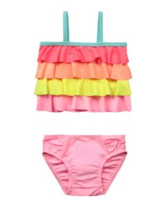 Girl's Tiered Ruffle 2-Piece Bikini Set, Size 6M-2