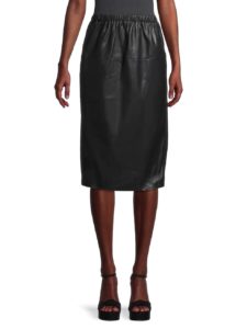 Faux Leather Knee-Length Skirt