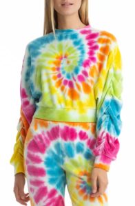 Ruched Sleeve Velour Sweatshirt