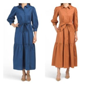 Three-quarter Sleeve Maxi Shirt Dress size 2-8