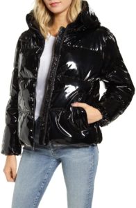 KENDALL + KYLIE Shiny Vinyl Puffer Coat