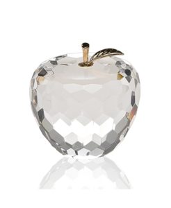 Faceted Apple with Gold Stem Art Glass Sculpture
