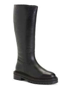 Leather Tall Shaft Lug Sole Boots