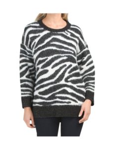 Fuzzy Zebra Pullover Sweater