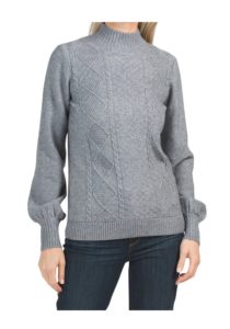 Textured Cable Puff Sleeve Sweater