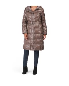 Down Fill Shine Belted Puffer Coatp