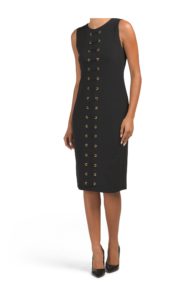 Sleeveless Midi Dress With Grommet Trim