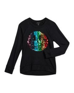 Girl's Rainbow Sequin Smiley Face Sweatshirtp