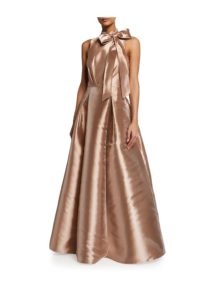 Mock-Neck Taffeta Ball Gown with Bow size 0,6