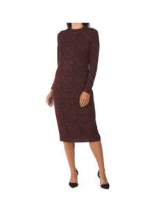 Knit Long Sleeve Fitted Midi Dress