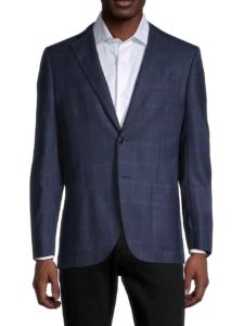 Standard-Fit Windowpane Wool Jacket