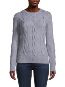 Cable-Knit Waffle-Textured Sweater