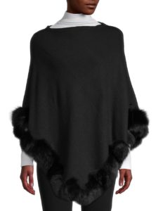Fox Fur-Trim Poncho