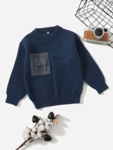 Toddler Boys Patched Ribbed Knit Sweater