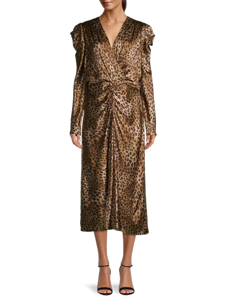 Image of Maisie Leopard-Print Midi Dress