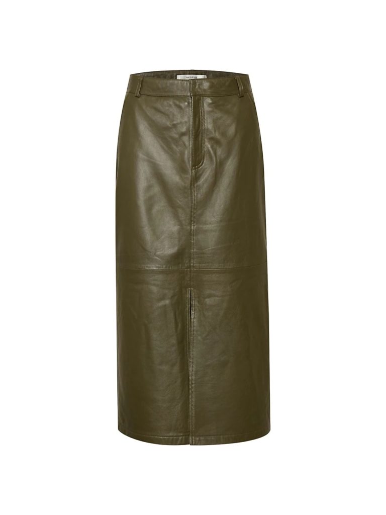 Image of Alana Leather Midi Skirt