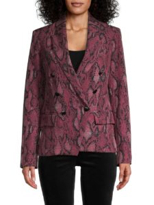 Kenzie Snake-Print Double-Breasted Blazer