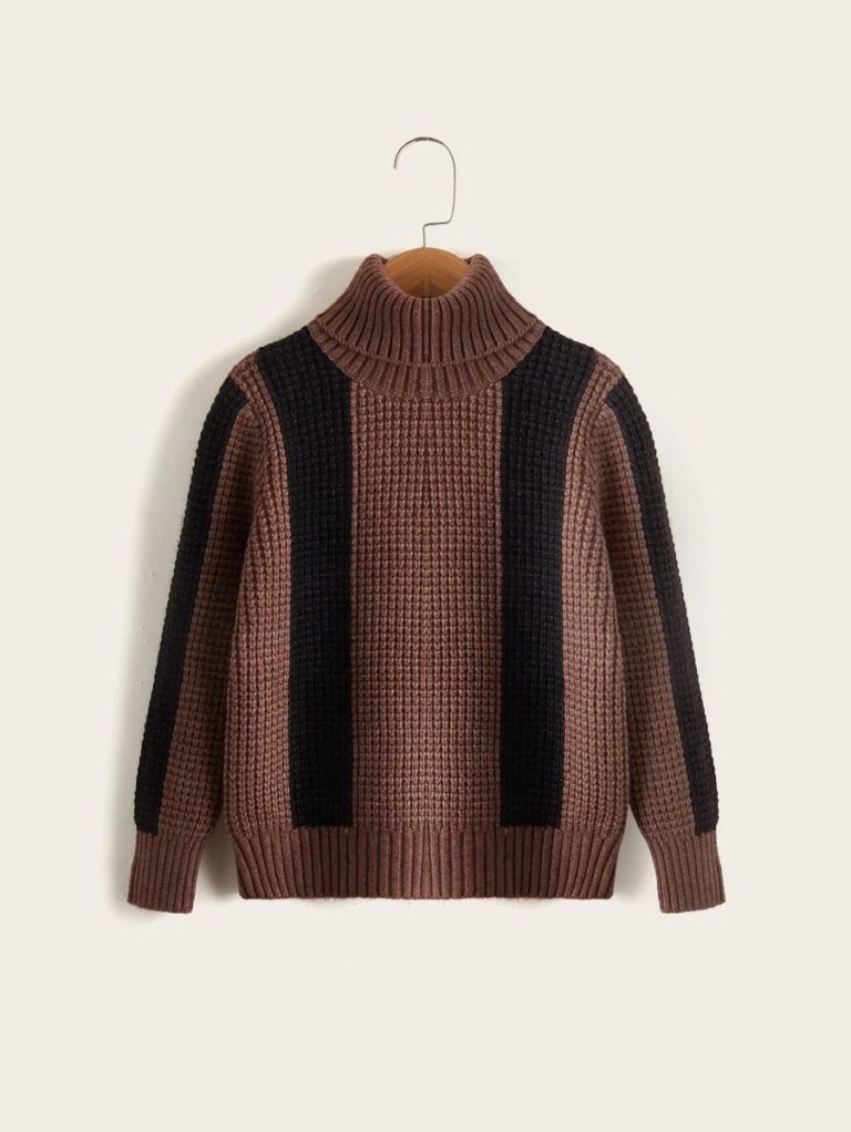 Image of Boys Turtleneck Color-block Sweater