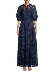 3D Petal-​Appliqué & Sequin Gown