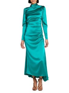 Isabella Shirred Long-Sleeve Midi Dress