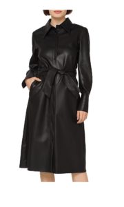 Faux Leather Puff Sleeve Dress