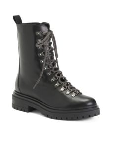 Leather Laced Up Booties