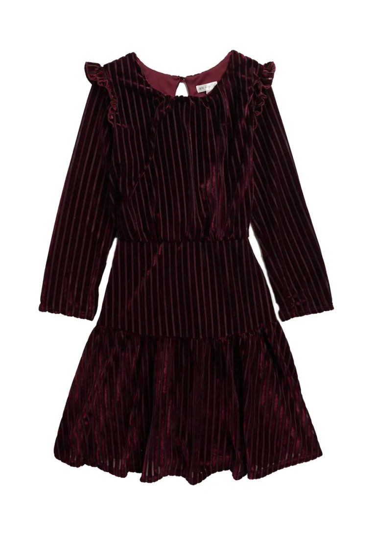Image of Velvet Stripe Long Sleeve Dress size 7-14
