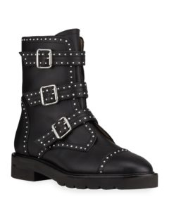 Jesse Lift Studded Buckle Leather Boots