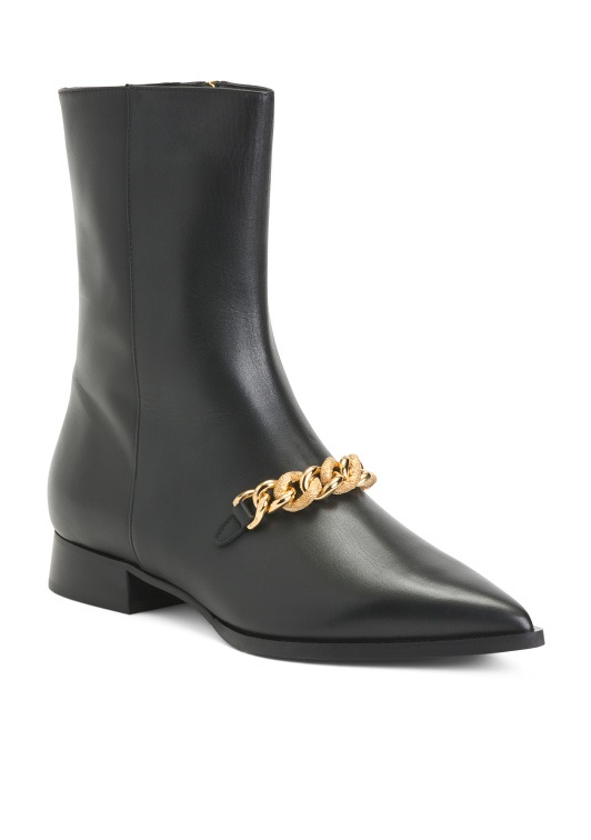 Image of Leather Pointy Chain Booties