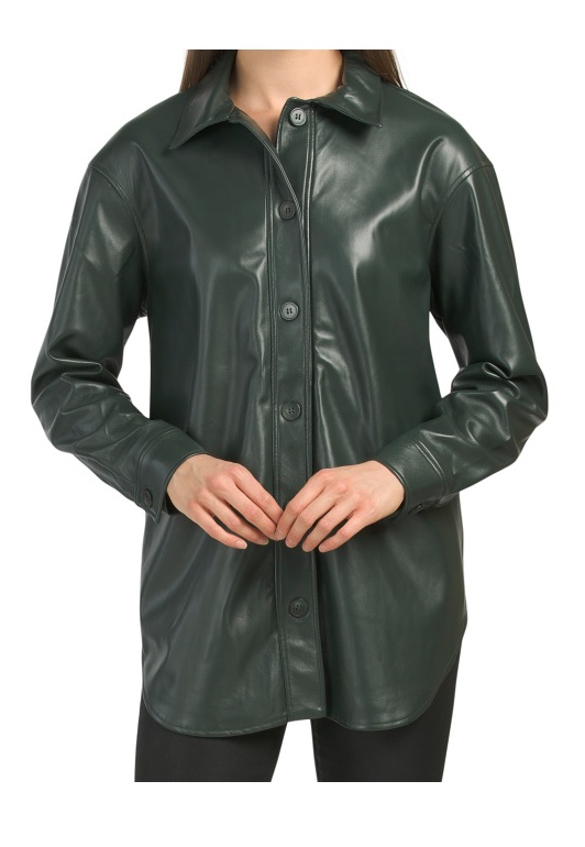 Image of Faux Leather Shirt