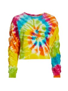 Tie-Dye Ruched-Sleeve Pullover