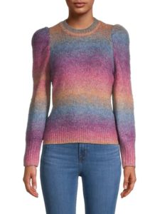 Multicolor Puff-Sleeve Sweater