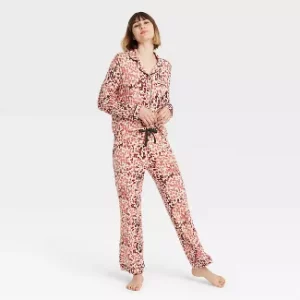 Long Sleeve Notch Collar Top and Pants Pajama Set
