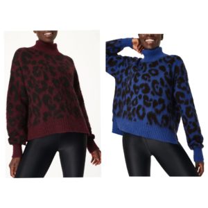 Animal Jacquard Turtleneck Sweater