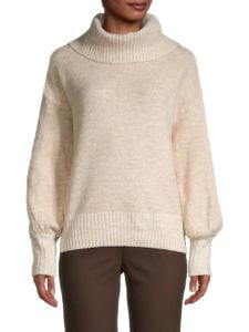 Puff-Sleeve Turtleneck Sweater