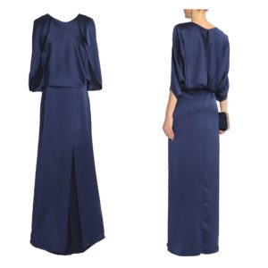 Layered draped satin gown