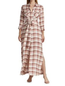 Cameron Plaid Silk Maxi Shirtdress