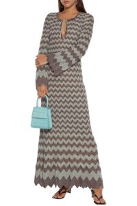 Metallic crochet-knit maxi dress