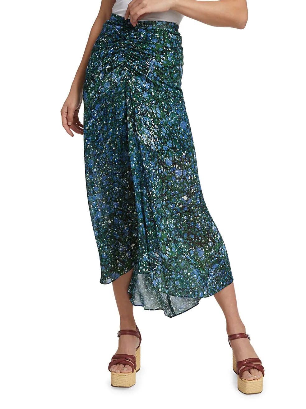 Sale on Veronica Beard Limani Bubble-Print Ruched Skirt