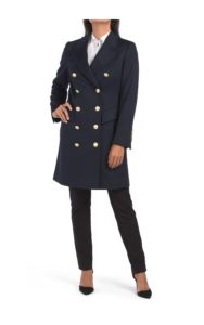 Virgin Wool Blend Button Coat