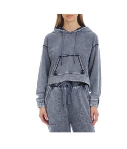 Women's Cropped Washed Cotton Hoodie