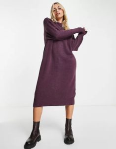 Knit Midi Dress in Purple