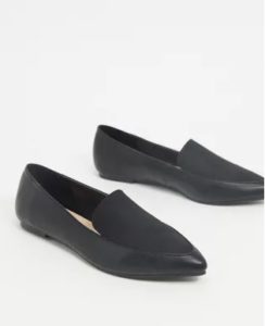 Pointed Flat Loafers In Black Mix